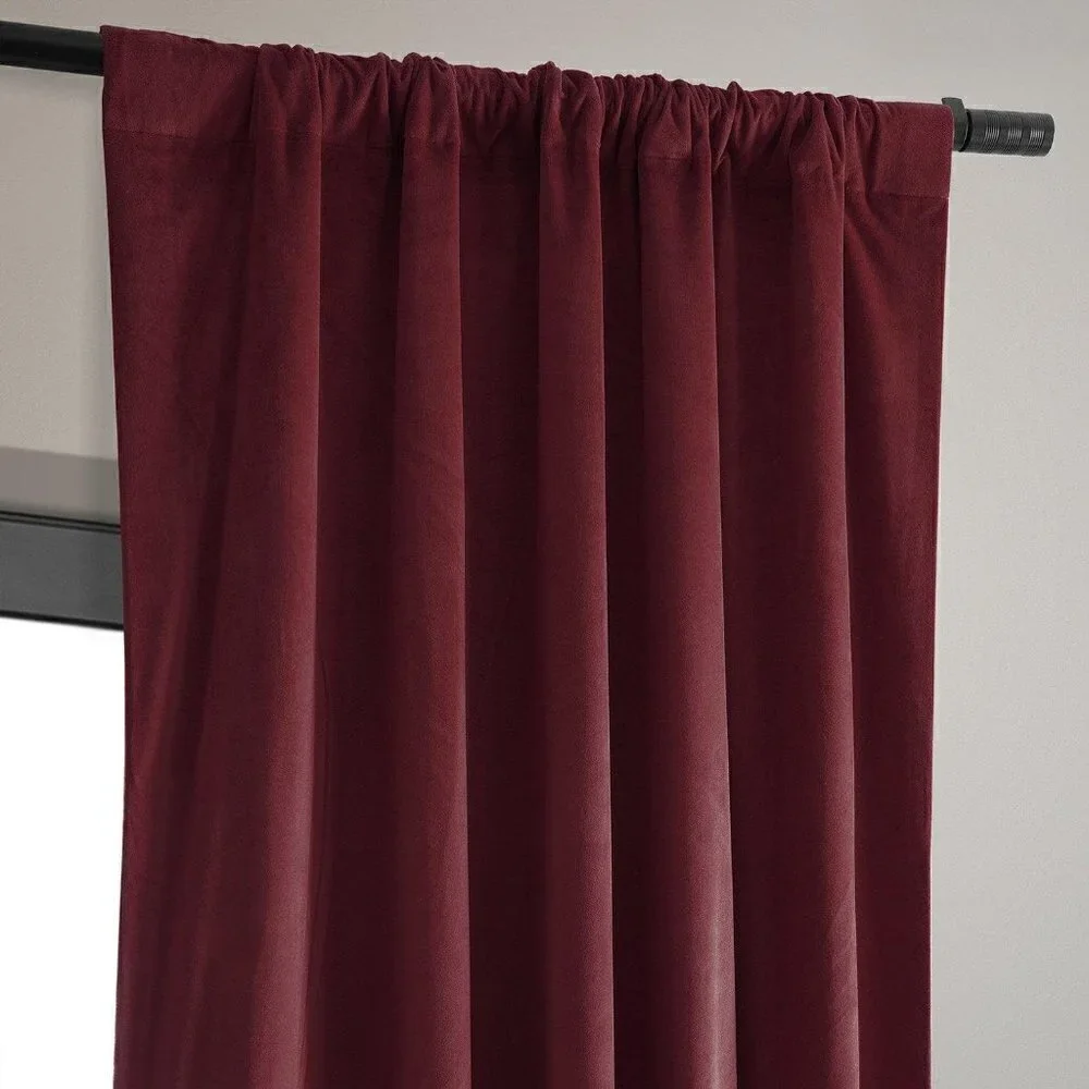 Signature Burgundy Blackout Velvet Curtain Single Panel, 50